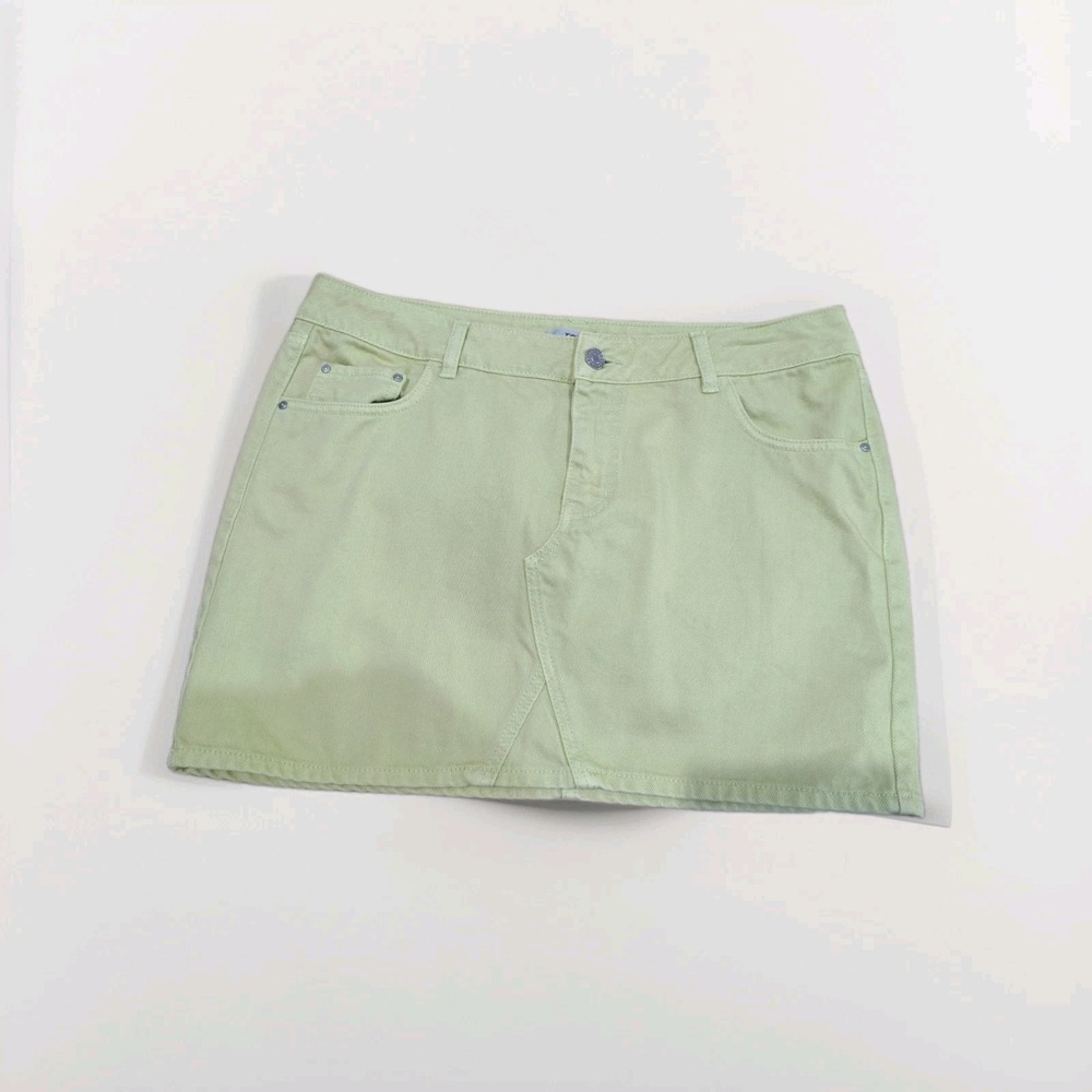 Refuge Denim Yellow Mini Skirt Size L Y2K 90s Skirt Womens 100% Cotton